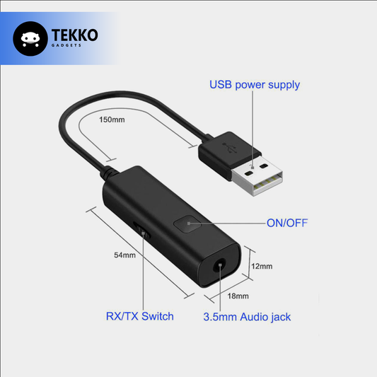 Receptor / Transmisor Bluetooth 2-en-1 para Carro y Hogar