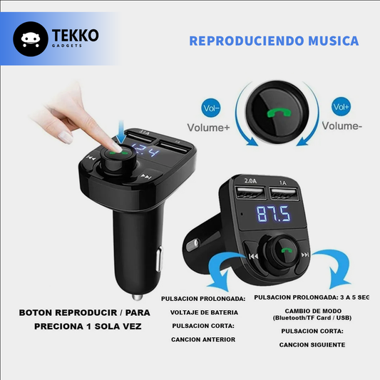 Transmisor Bluetooth X8 para Auto | Llamadas y Música Manos Libres