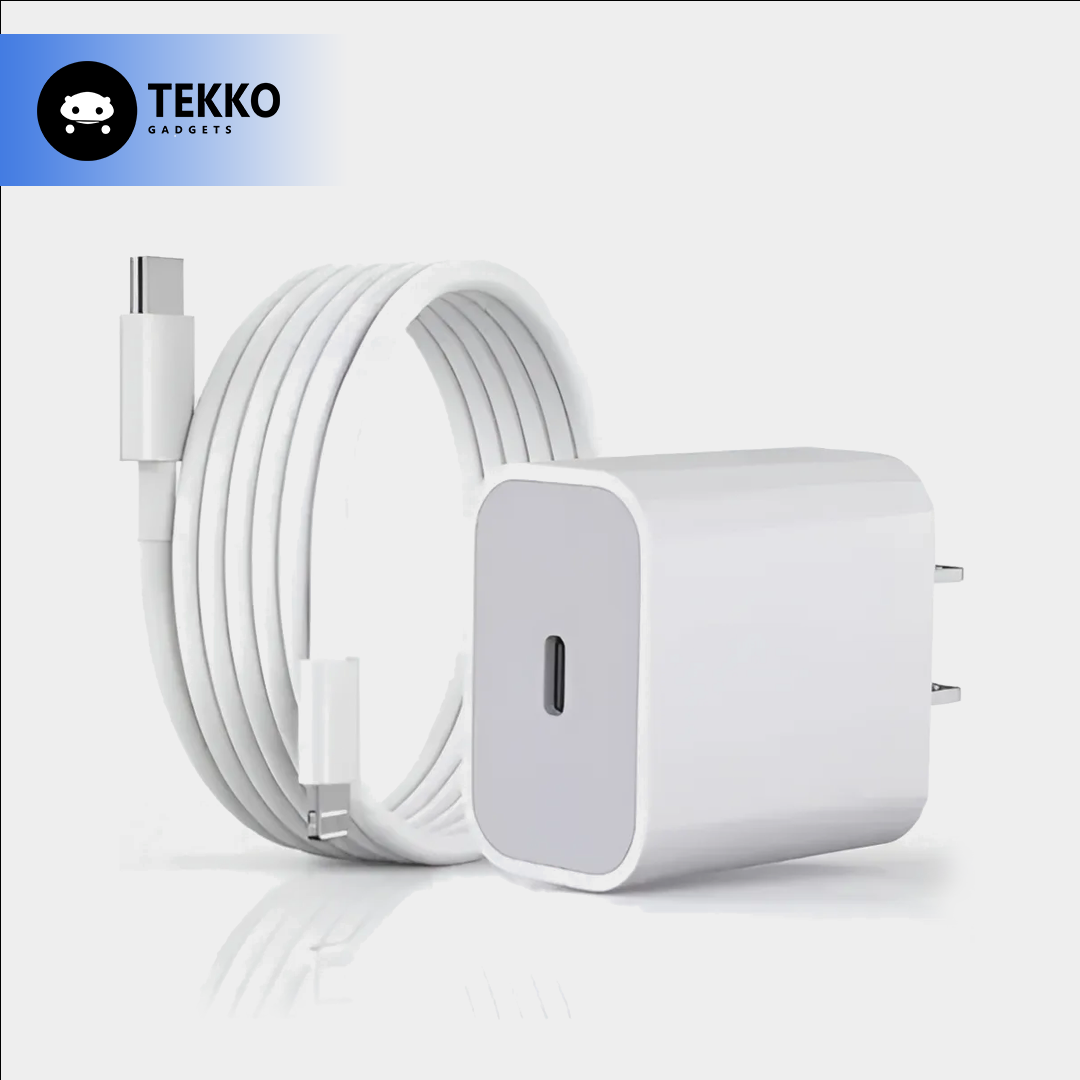 Cargador iPhone Carga Rápida 20W | USB-C + Cable Lightning 1m