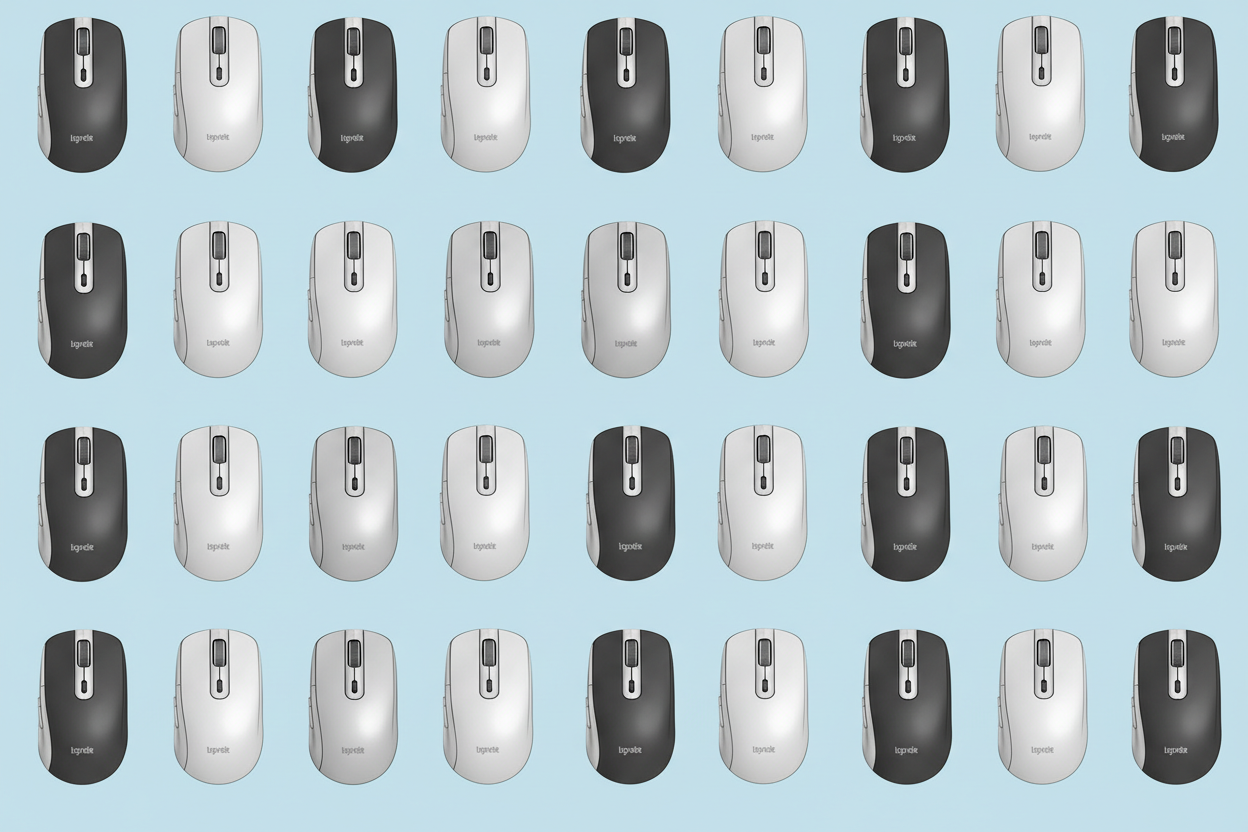 Patron de figuras que sea un mouse de computador, en un fondo azul claro}